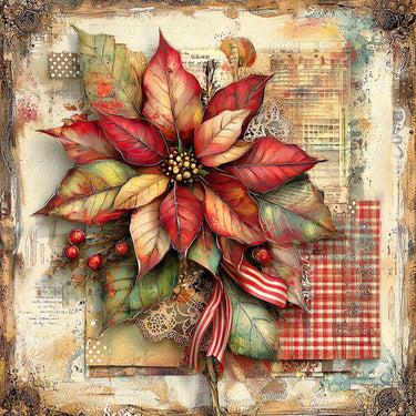 Christmas Poinsettia, DCO-102226, Sign For Wreath, 10x10in Metal Sign